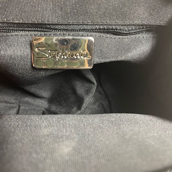 Stephanie Snakeskin  prints Rhinestone Vintage Metallic gray evening Bag. - Picture 11 of 13